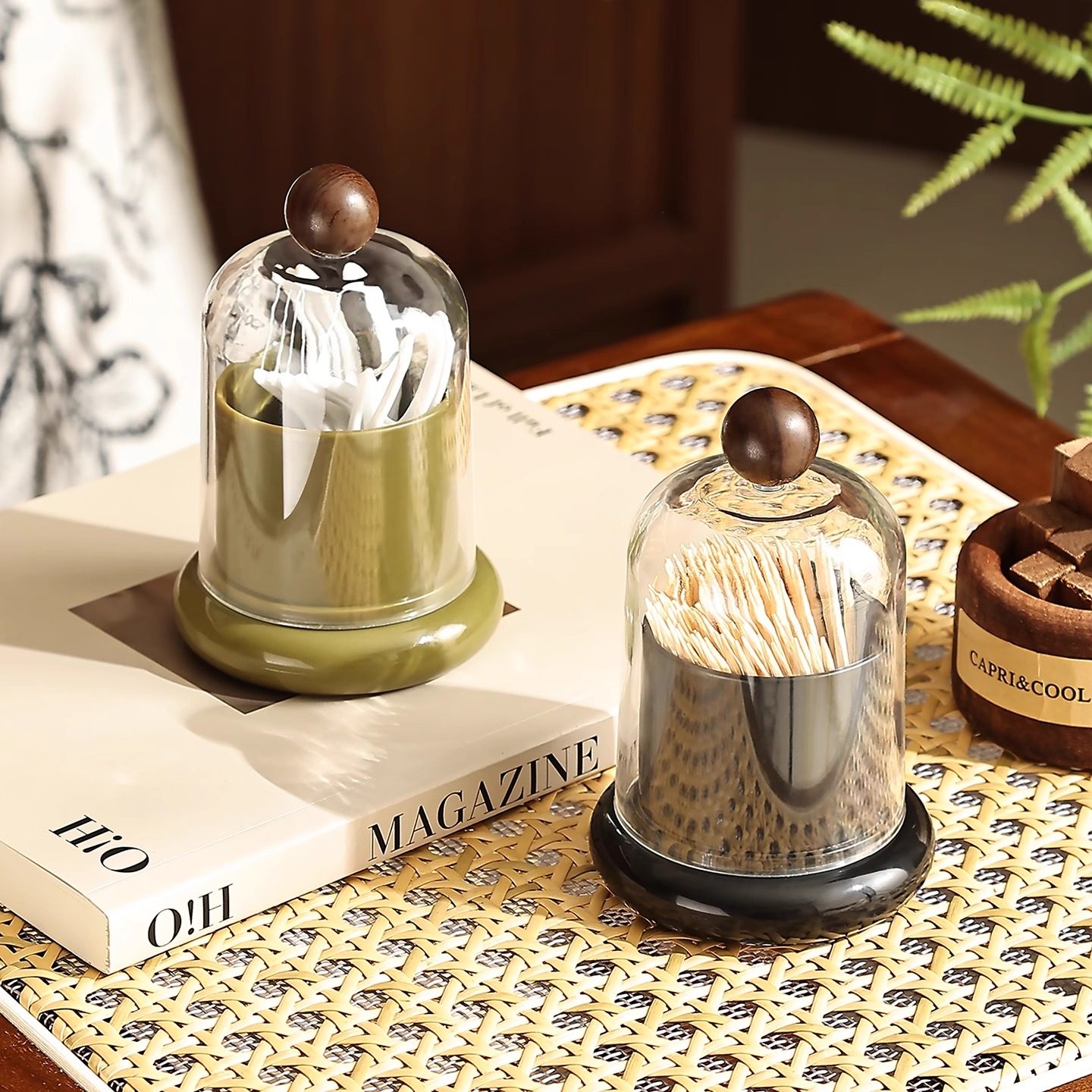 牙签牙线二合一收纳盒中古风新款牙签筒家用轻奢高颜值棉签牙线盒,收纳整理,牙签盒,淘宝优惠券,粉丝福利购,淘宝优惠卷