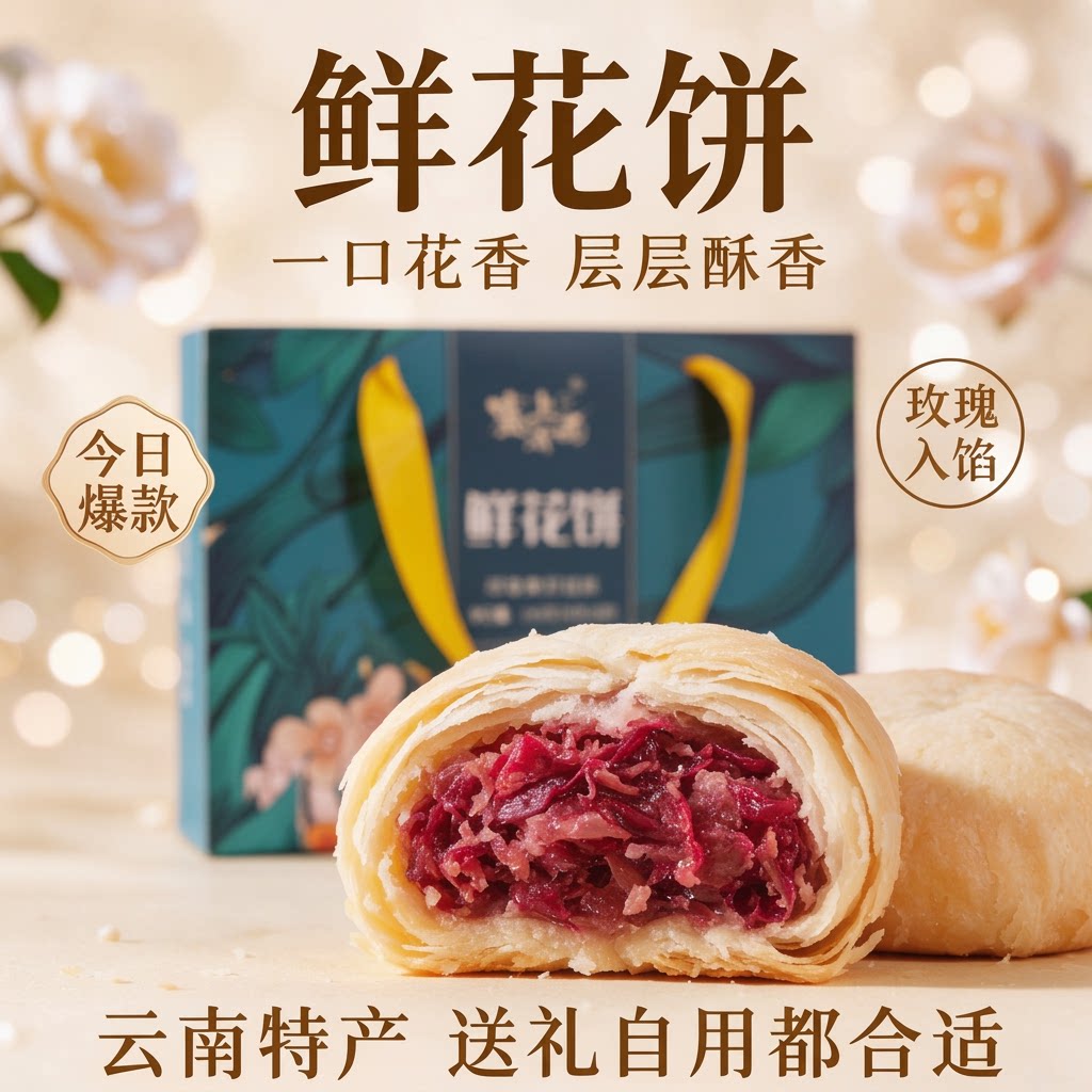 云南玫瑰鲜花饼礼盒国庆送礼