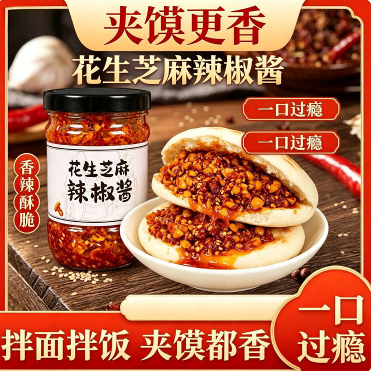 农家风味花生芝麻香辣辣椒酱
