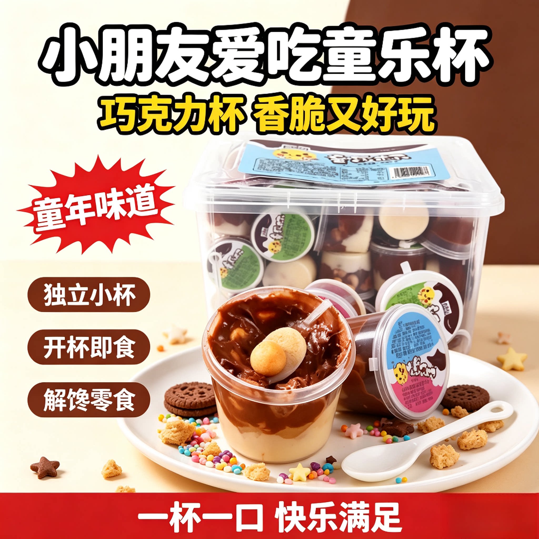 丝滑巧克力童乐杯香脆饼干粒童年怀旧宿舍追剧小零食(代可可脂)