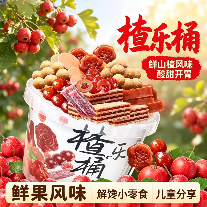 开胃山楂八种组合桶装零食