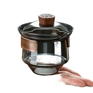 玻璃泡茶壶单壶家用盖碗茶杯功夫茶碗防烫家用手抓壶高温单人茶具