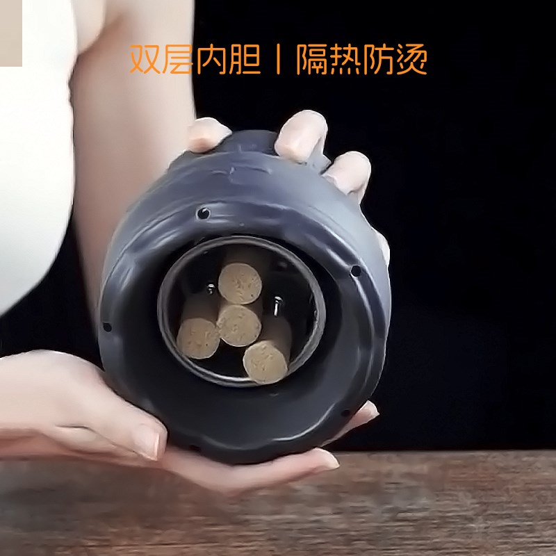 火龙罐中医砭石艾灸罐莲花口防烫温灸仪美容院刮痧艾炙器具盒