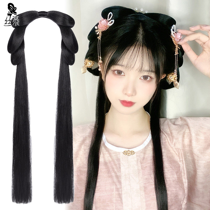 汉服假发一体式懒人发箍发束软发髻古代头饰造型假发古装盘发发包