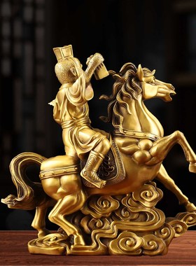 纯黄铜马上封侯摆件传令马上猴封拿印摆件办公室客厅家居装饰品