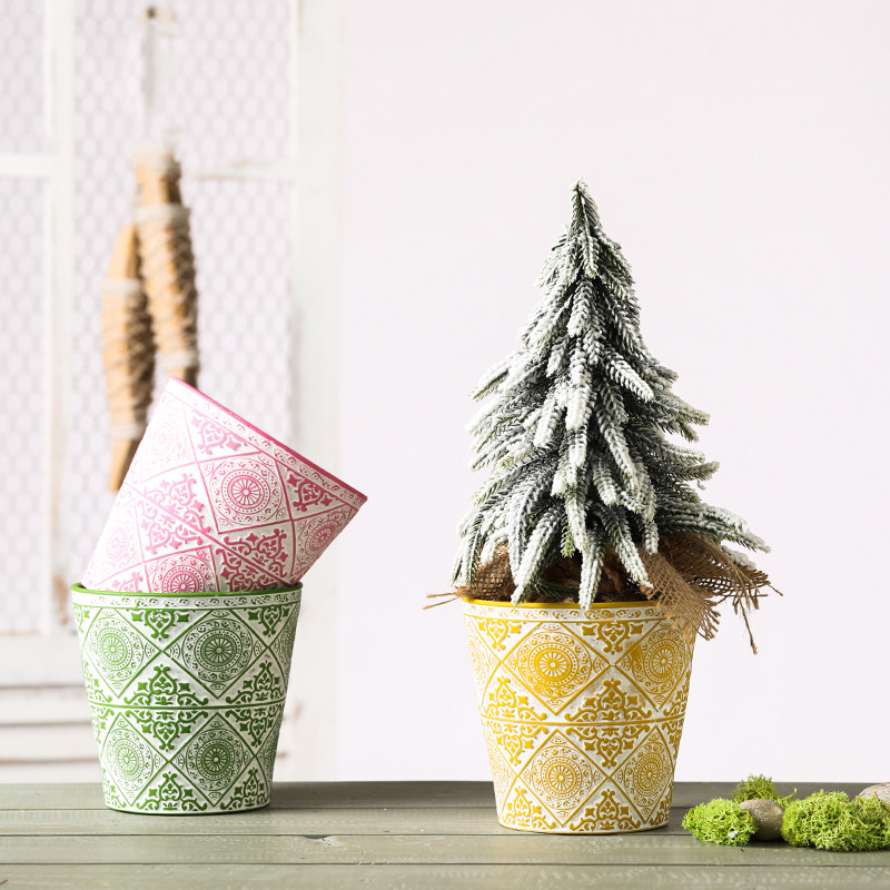 艺术机雕红陶花盆北欧装饰复古陶土透气排水钟球盆田园通用陶瓷器