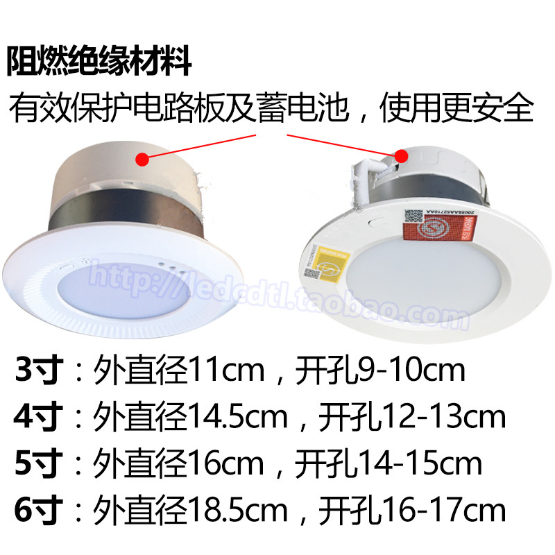 新国标消防应急灯筒灯led人体感应嵌入式3 4寸开孔12cm一体化照明
