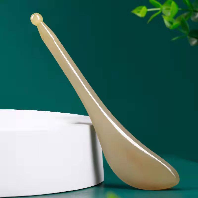 白水牛角拨筋棒美容棒面部通用板刮痧眼部专用拔筋棒女脸部背头部