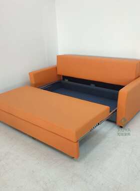 现代简约橙色折叠伸缩多功能两用小户型2025新款双人可储物沙发床