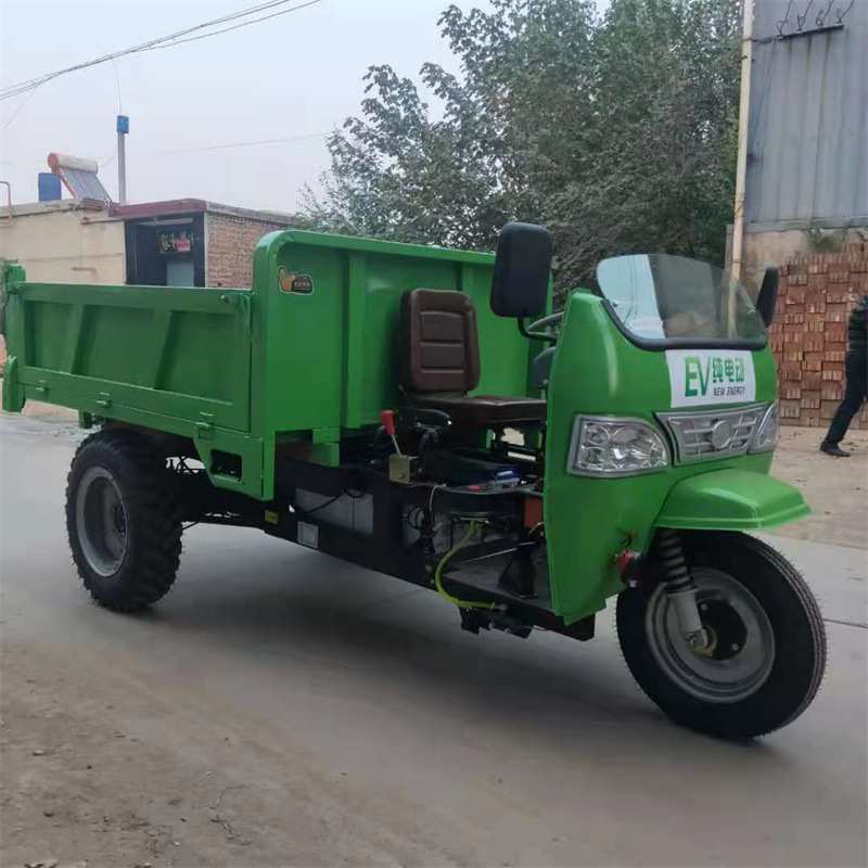 农用时风后桥电启动自卸车 建筑工地小型柴油翻斗三轮车