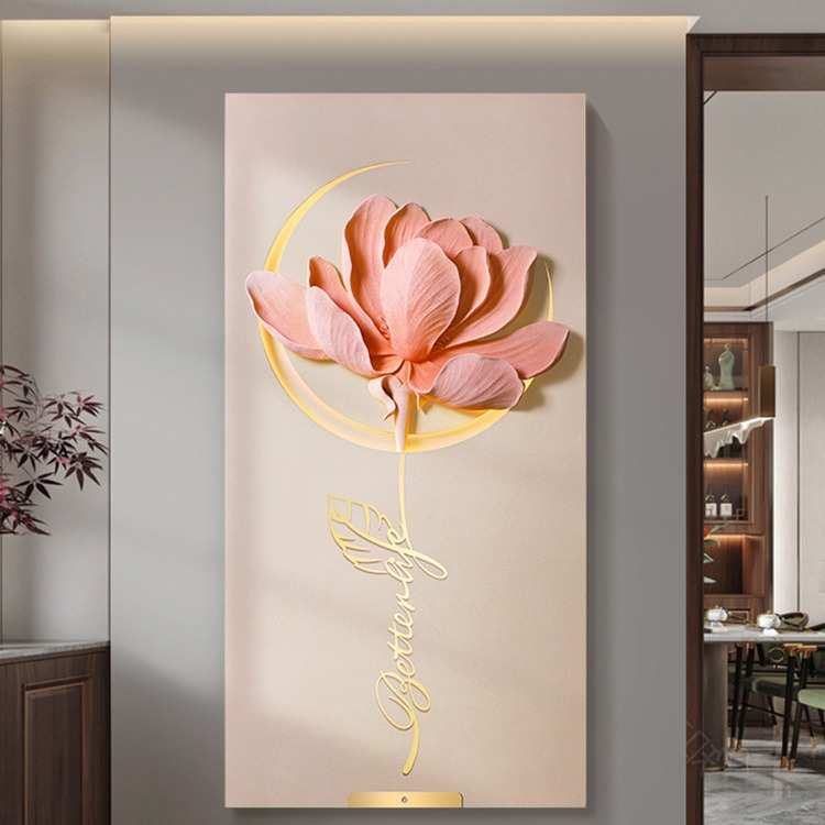 福雕家饰 立体浮雕入户玄关装饰画星月玉兰轻奢壁画过道走廊挂画