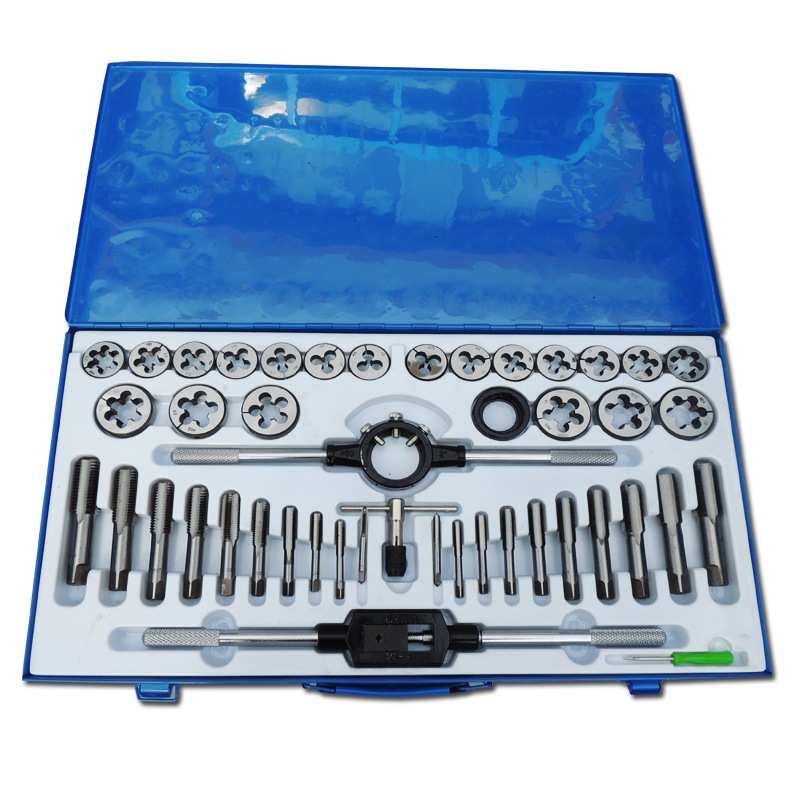 成套丝锥板牙 45pc丝锥板牙组套铁盒手用扳手板牙绞手 丝攻组套