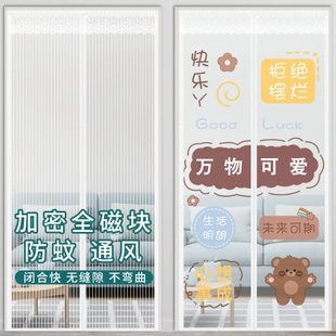 防蚊磁性门帘隔断帘家用免打孔磁吸静音厨房遮挡帘纱窗蚊帐自吸
