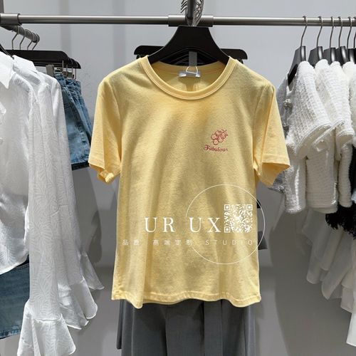UR UX2025夏季时尚百搭新D款女装复古水果印花棉质短袖T恤
