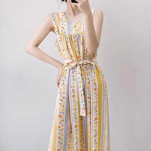 棉绸韩版 睡衣春秋季 可爱休闲印花T绵绸连衣裙家居 薄款 睡裙女夏季