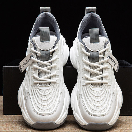白色运动鞋男夏季透气老爹鞋薄款特大码男鞋网面青年休闲跑步鞋