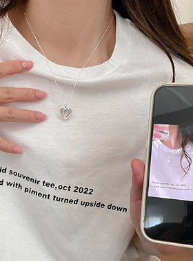 纯银复古爱心项链女款2025新款简约小众吊坠高级感配饰精致锁骨链