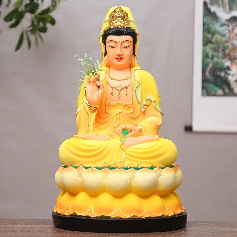 厂家树脂观音88cm粉彩观音菩萨 供奉家用观W世音佛像观音