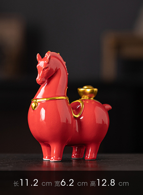 马上有钱创意新中式招财唐马动物摆件家居桌面办公室装饰品工艺品
