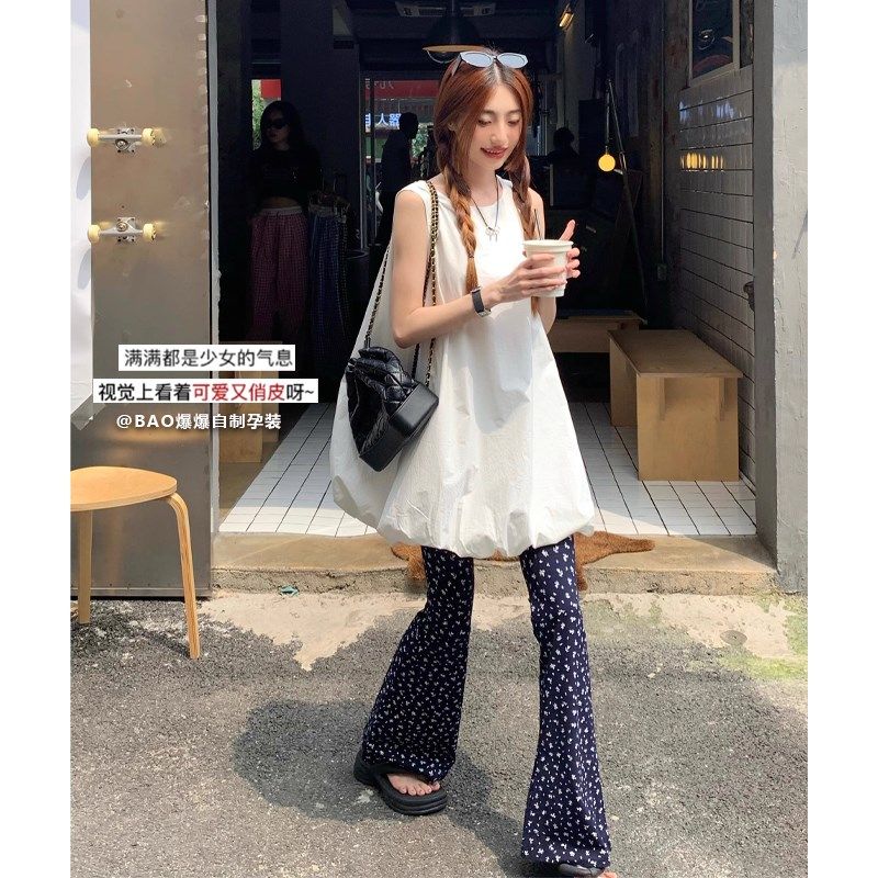 孕妇套装2024夏季外穿松弛感花苞裙背心上衣+微喇叭休闲裤两件套,孕妇装/孕产妇用品/营养,套装,淘宝优惠券,粉丝福利购,淘宝优惠卷