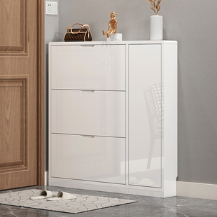 白色超薄翻斗鞋柜钢琴烤漆收纳现代简约家用门口17Scm大容量鞋架