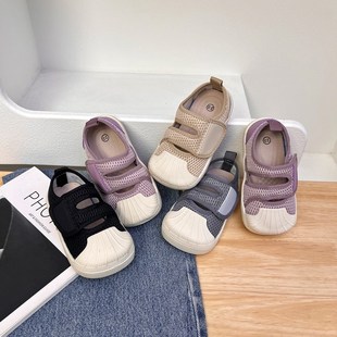 春夏款儿童透气网面鞋宝宝幼儿园室内帆布鞋男童飞织休闲女童鞋子
