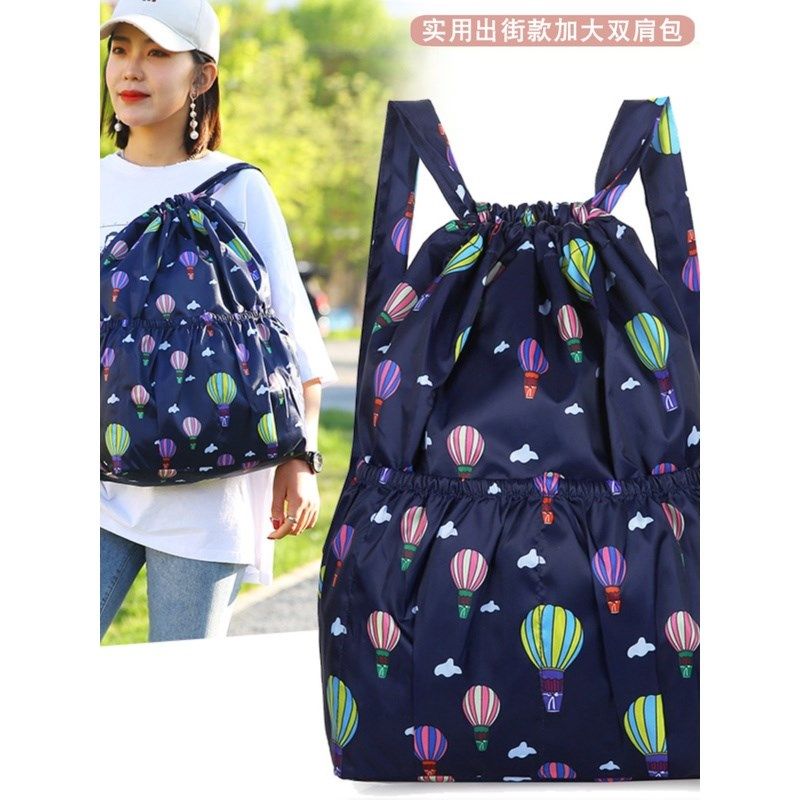 新款大容量束口抽绳双肩包女生休闲购物旅行袋中老年买菜折叠双背,箱包皮具/热销女包/男包,双肩背包,淘宝优惠券,粉丝福利购,淘宝优惠卷