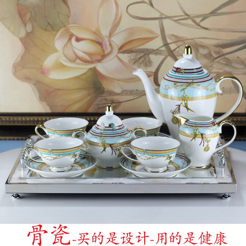 欧式茶具骨瓷咖h啡具套装英式下午茶具咖啡杯碟陶瓷壶田园风咖啡