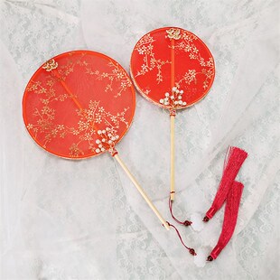 掌中扇迷你儿童汉服道具团扇表演走秀舞蹈扇女童小圆扇古装扇子