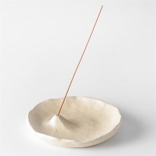 侘寂风线香香插家用复古中式 高级创意陶瓷喷涂底座托盘中古