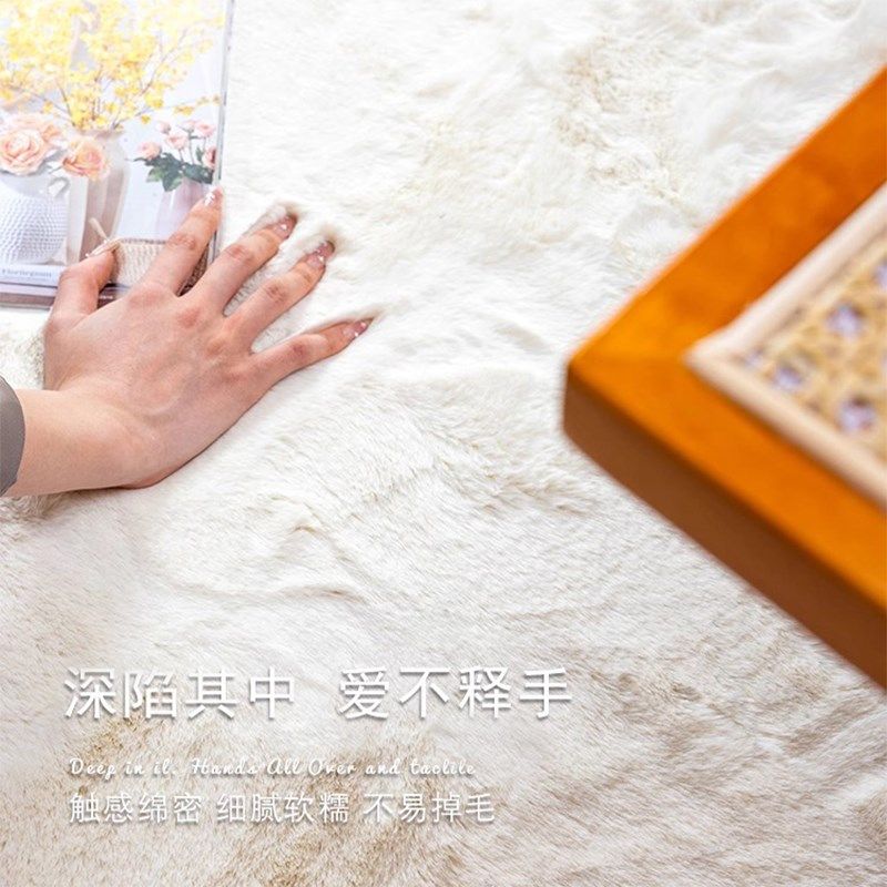 棕色卧床边毯冬季长毛绒加厚款地垫子卧室飘阳台毯子