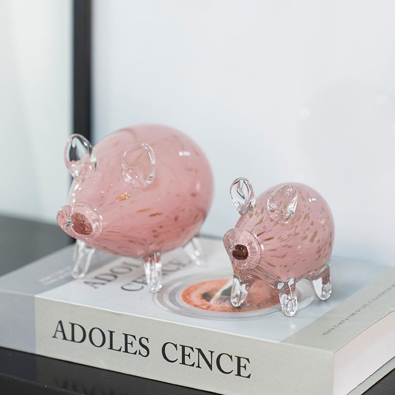 创意琉璃动物爱粉色小猪桌面客厅电视柜儿童房装饰,家居饰品,桌面摆件,淘宝优惠券,粉丝福利购,淘宝优惠卷