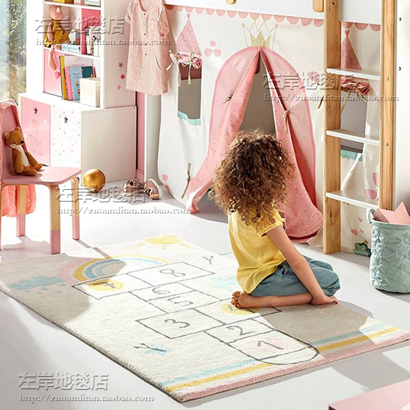 儿童早教跳房子地毯房卧室床边客厅书房衣帽间手工地毯