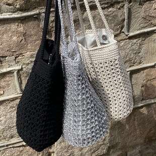 日单编织包女夏手m工手织包包单肩棉绳草编包海边度假沙滩水桶包