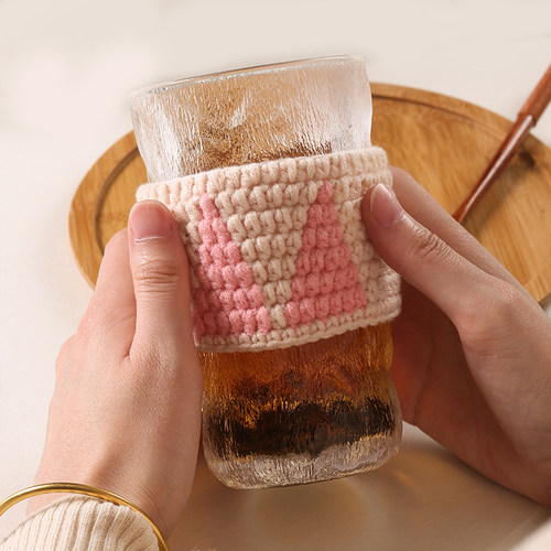 象有秘密可爱手工毛n线编织杯套防烫水杯咖啡隔热玻璃奶茶杯套通
