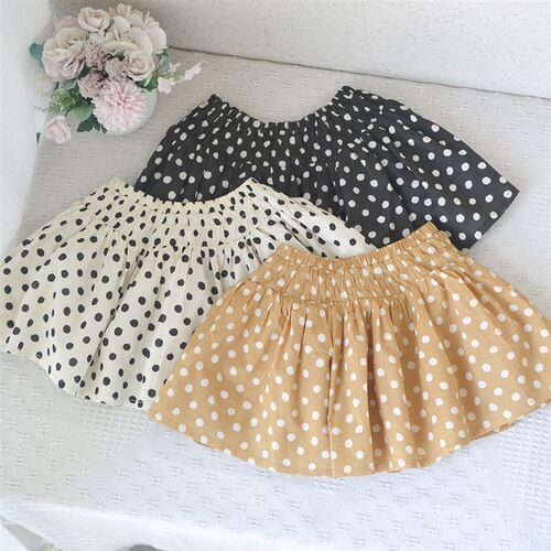 日单~110-150女童宝宝w圆点半身裙短裙夏季波点裙子大摆可爱洋气