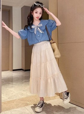 女童半身裙202j5新款夏装套装儿童夏季女孩裙子长款半裙大童蛋糕