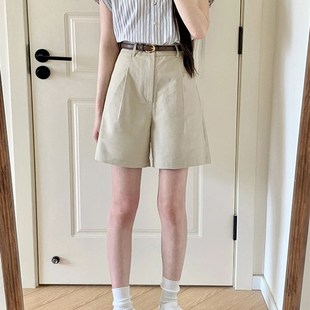 梨形身材裤 西装 胖妹妹mum高腰宽松显瘦阔腿五分中裤 女夏薄款 短裤