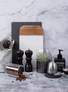 厨房样板间软装饰品小摆件大理石菜板玻J璃花器研磨器咖啡罐削皮