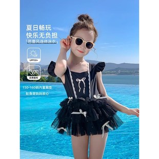 女宝宝沙滩速干纱裙游泳 防晒连体泳装 女童泳衣2d025新款 儿童夏装