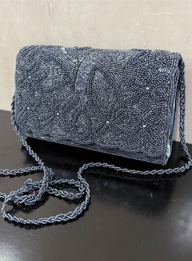 中式古风旗袍包复k古小方包钉珠礼服包重工小众珠绣包手拿包斜挎