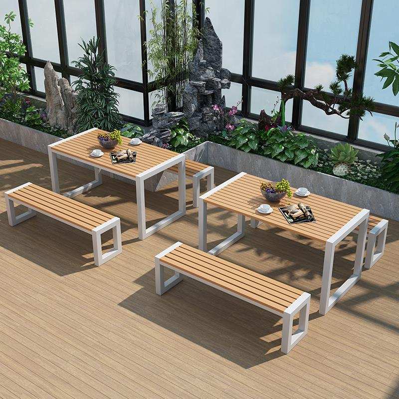 户外桌椅庭院露天公园阳台室外长条桌休闲餐厅铁艺防晒茶桌椅组合