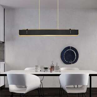 全铜一字形长条意式格简餐厅吊灯设计师款书房茶台卧室皮革吊灯