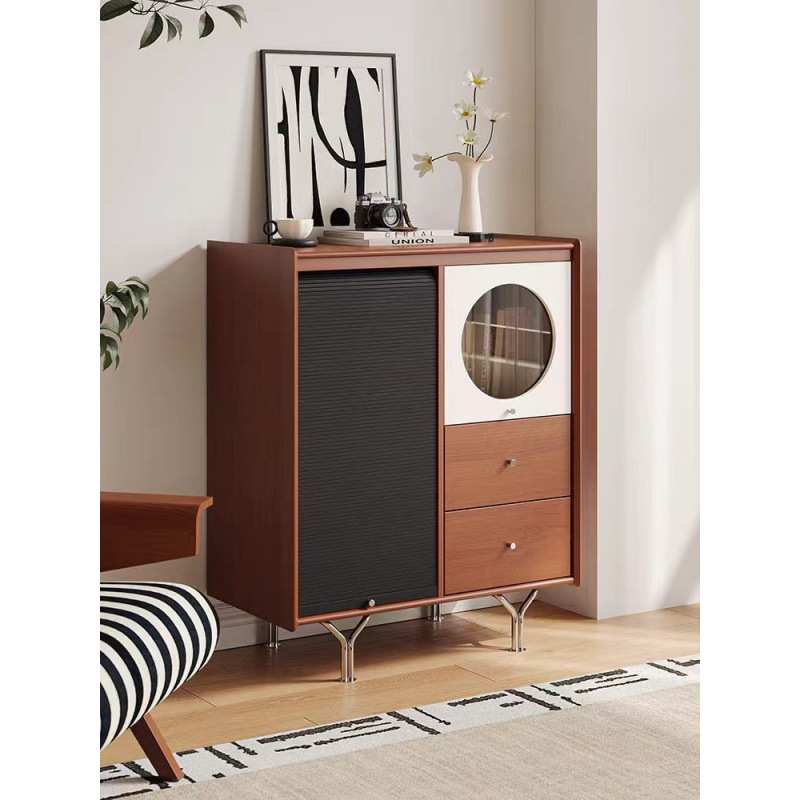 新款北欧风黄杨木餐边柜靠墙一体茶水柜斗柜储物边柜进门玄关柜