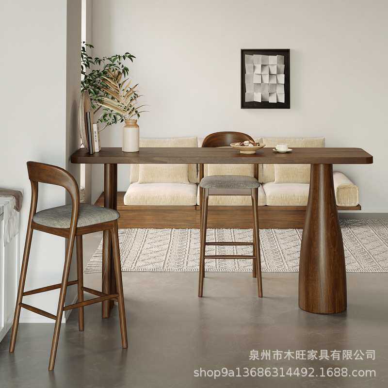 北欧设计师吧台桌椅办公室家用酒吧奶茶店长条高脚靠窗休闲高脚桌