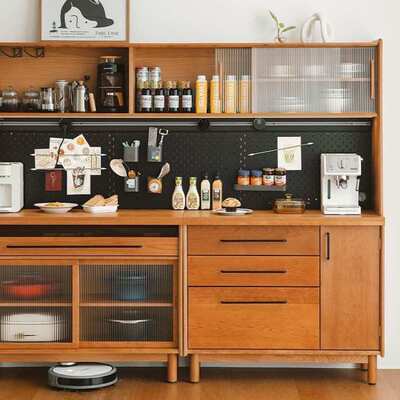 北欧实木餐边柜洞洞板良仓储物柜收纳柜客厅茶水柜多功能组合橱柜