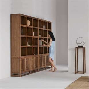 新中式全实木书架博古架黑胡桃木书柜书架组合置物架展示架储物柜