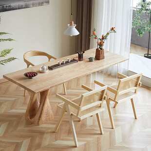 日式风白蜡木原木茶桌原木大板茶几韩式创意茶台民宿实木悬浮茶台