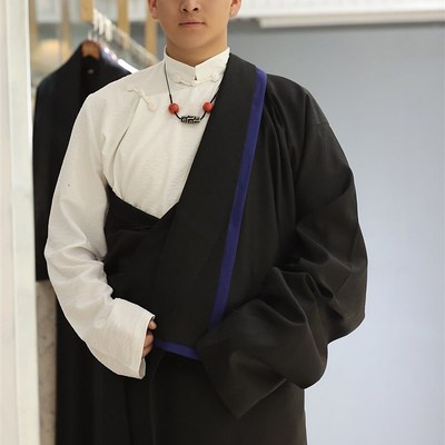 藏装男夏藏服男士传统藏袍康装新款藏族服饰西藏服民族风春款拼色