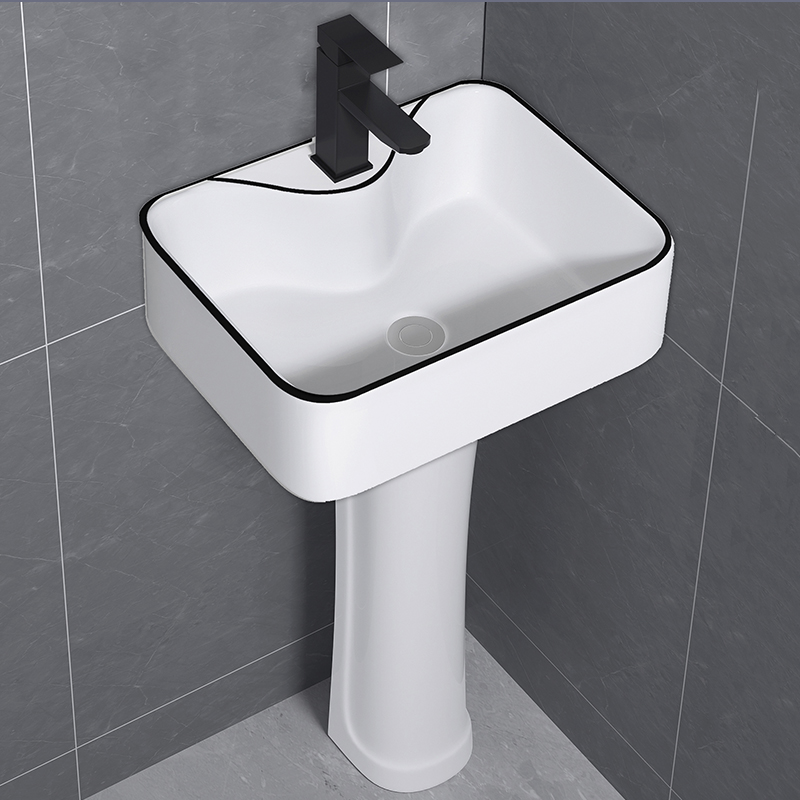 小户型迷你窄长立柱盆一体落地式陶瓷洗手盆公寓租房家用洗脸盆